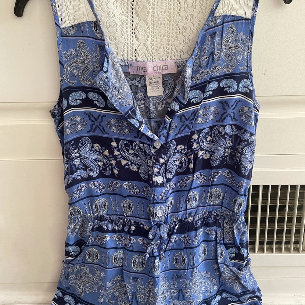 Pattern blue romper for teens